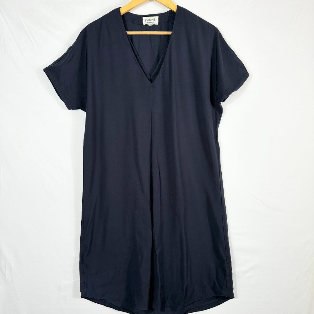 EVIDNT Los Angeles Short Sleeve Shift Dress V-Neck Size XS Navy